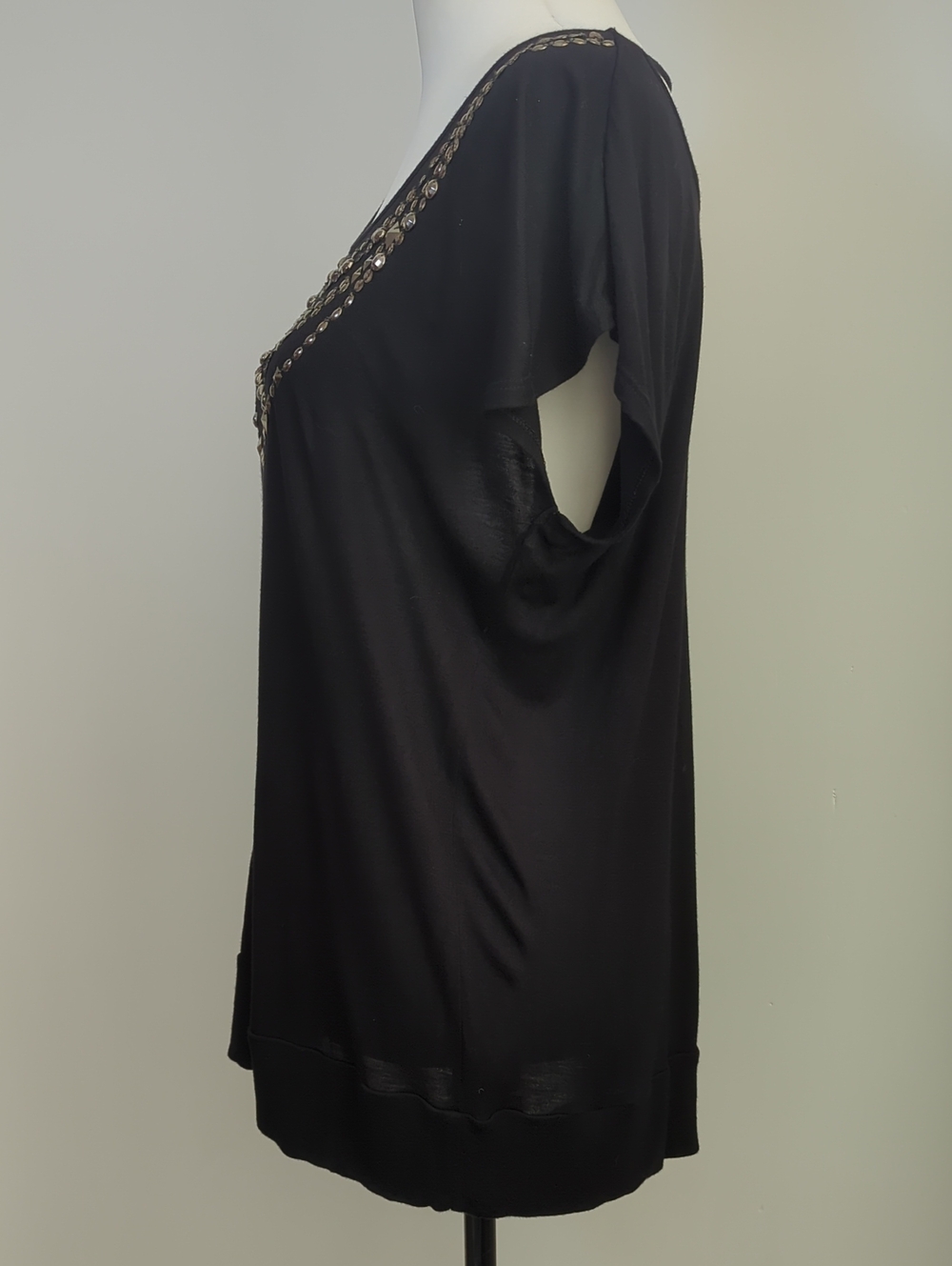 Apt 9 Black Sleeveless Studded Faux Statement Necklace Top LARGE - Picture 5 of 14
